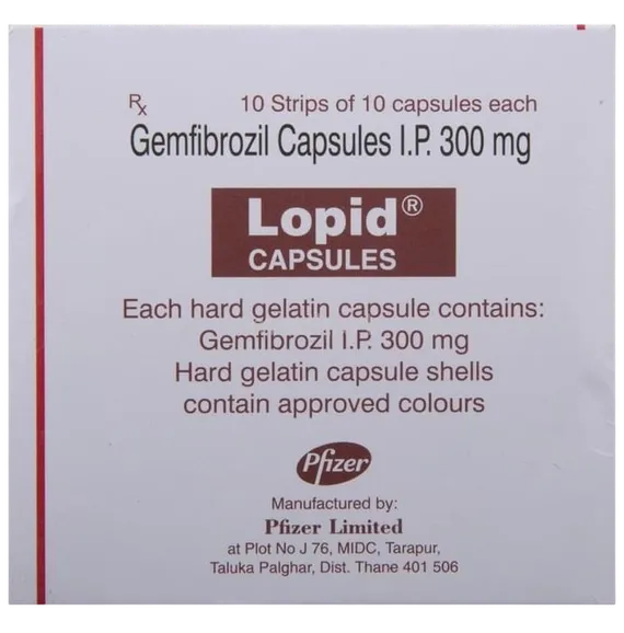 lopid 300mg capsule 10's